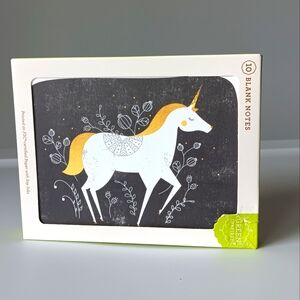 NEW Green Inspired Boxed Set of 10 Note Cards & Envelopes Unicorn Flowers Gift